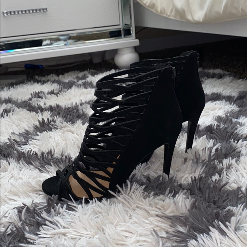 strapping suede heels